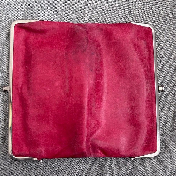 HOBO Lauren Leather Double Frame Wallet/Clutch in Red - Picture 3 of 5